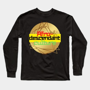 Golden geometric figure with texts in red, black, yellow and green colors Long Sleeve T-Shirt